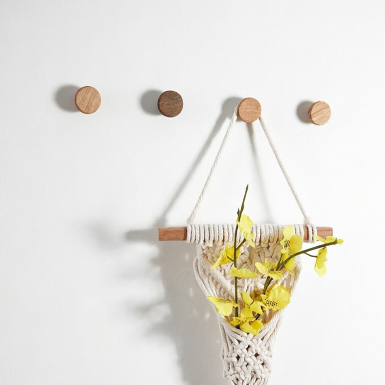 China Factory Home Decor Wooden Round Wall Hat Coat Hook