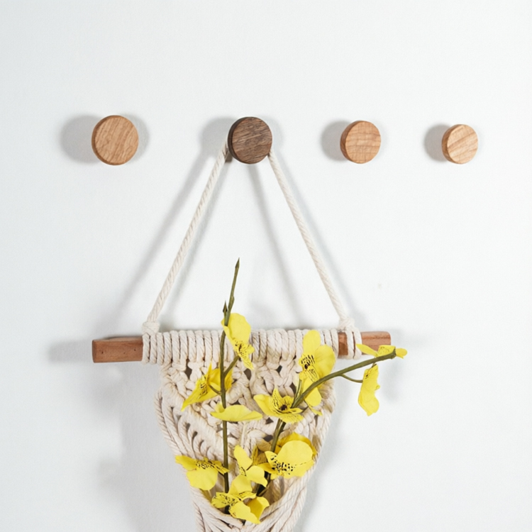 China Factory Home Decor Wooden Round Wall Hat Coat Hook