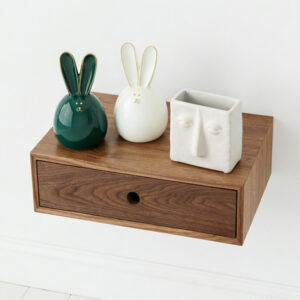 Solid Walnut Floating Nightstand with Single Drawer