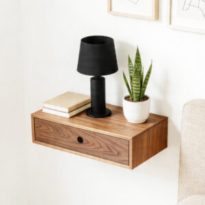 Floating Wood Nightstand with Drawer