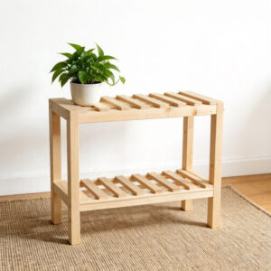 Multi-Tier Solid Wood Storage Shelf