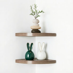 Rustic Floating Radial Corner Wall Shelf Set