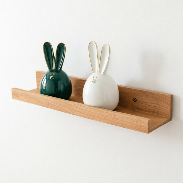 Wood Minimalist Picture Ledge with Integrated Card Slot