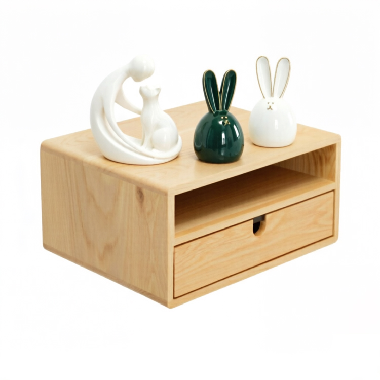 Table de chevet murale en bois avec tiroir – Image 6