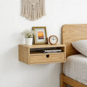 Wooden Storage Wall Mounted Bedside Table with Drawer
