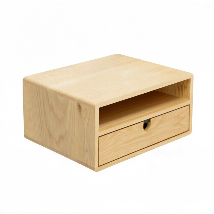 Table de chevet murale en bois avec tiroir – Image 4