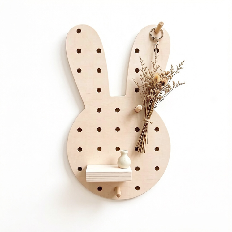 Adjustable Wood Pegboard Organizer Shelf