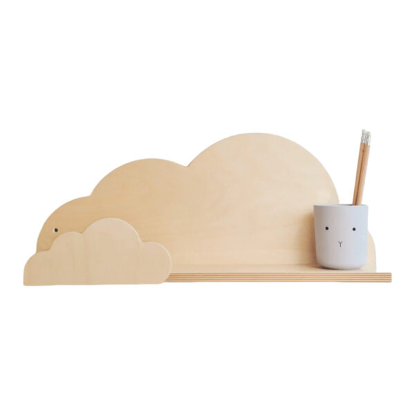 Cloud-Shaped Kids Wall Shelf Set - Natural Wood Floating Shelves for Nursery, Bedroom & Playroom