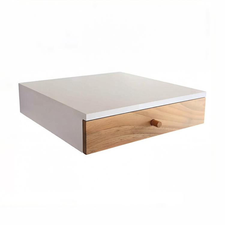 Modern lebegő polc tömörfa tárolófiókkal - Image 4