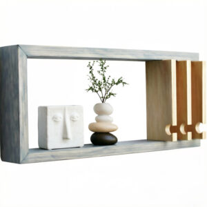 Geometric Wooden Wall Organizer - Key Holder And Wall Shelf