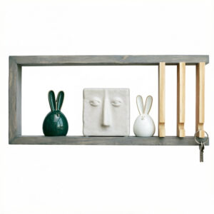 Geometric Wooden Wall Organizer - Key Holder And Wall Shelf