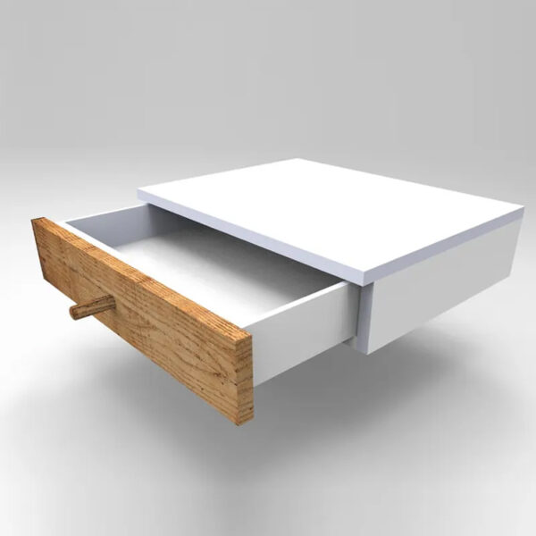 Solid Wood Floating Nightstand - Wall Mounted Rustic Modern Bedside Shelf Organizer
