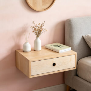 Wall-Mounted Nightstand with Shelf and Drawer​​