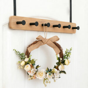 Natural Bamboo Over-the-Door 5-Peg Coat and Hat Rack