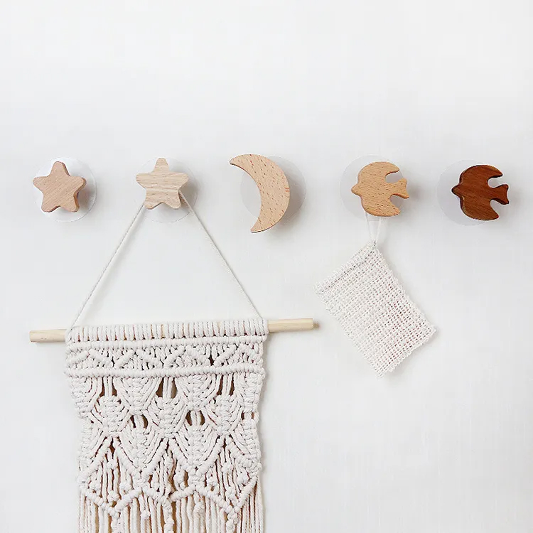 Cute Animal-shaped Punch-free Wooden Wall Hooks