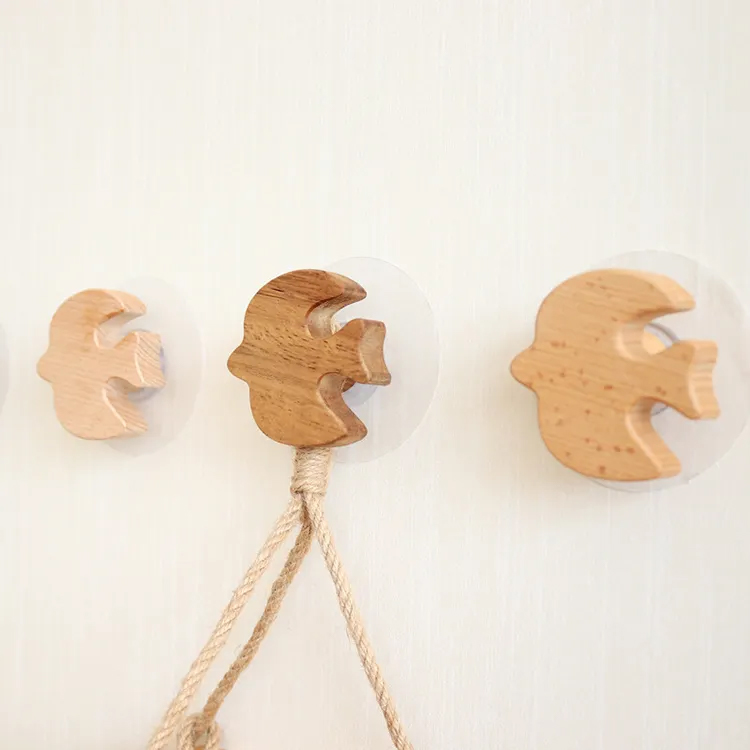 Cute Animal-shaped Punch-free Wooden Wall Hooks (4)