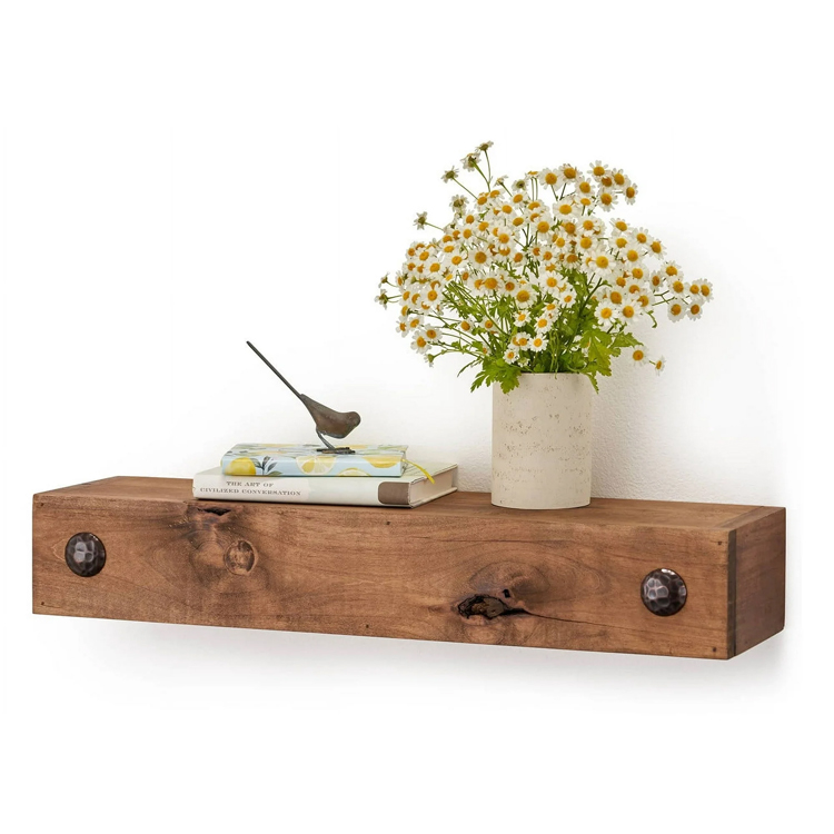 Farmhouse Wood Walnut Floating Shelf