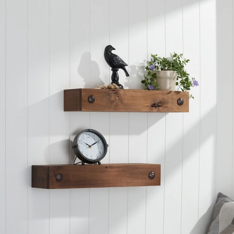 Farmhouse Wood Walnut Floating Shelf