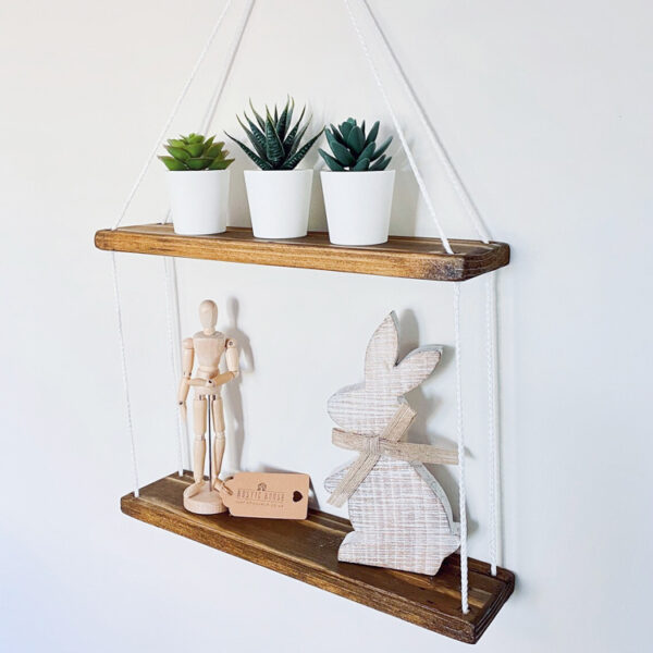 Handcrafted Wood Double Floating Shelf