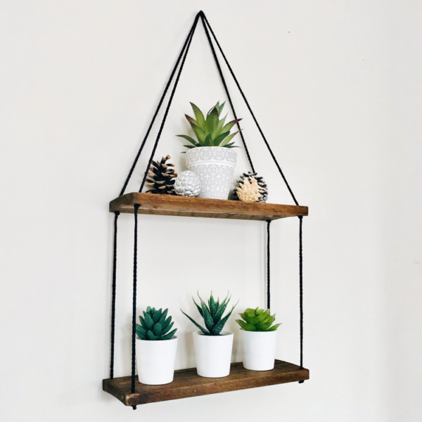 Handcrafted Wood Double Floating Shelf