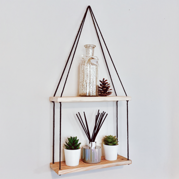 Handcrafted Wood Double Floating Shelf