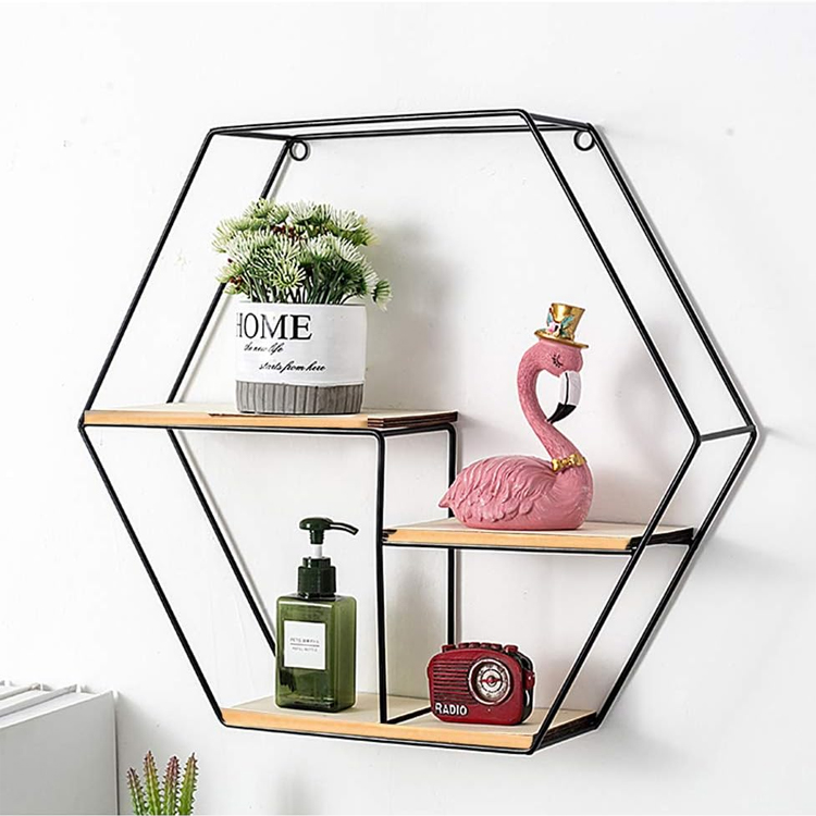 Hexagonal Metal Floating Shelf