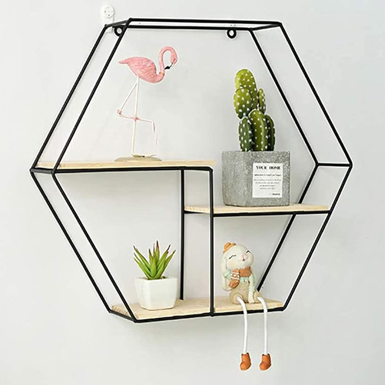 Hexagonal Metal Floating Shelf