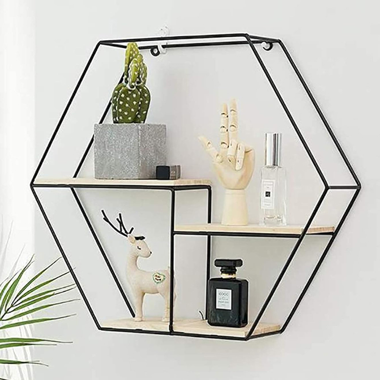 Hexagonal Metal Floating Shelf