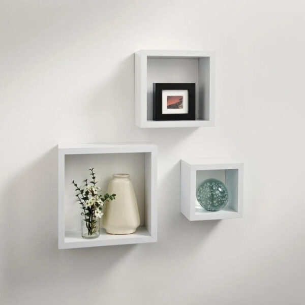 Modern Cube Floating Wall Shelves Set of Three
