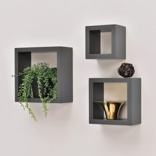 Modern Cube Floating Wall Shelves Set of Three