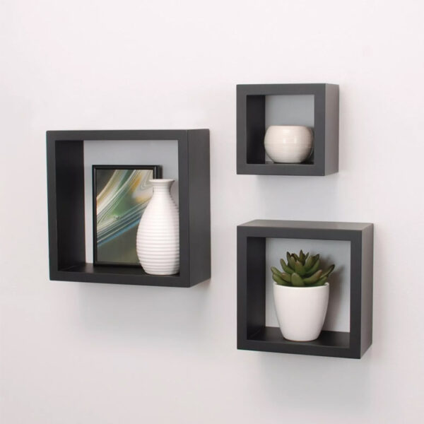 Modern Cube Floating Wall Shelves Set of Three