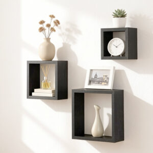 Modern Floating Cube Wall Shelves Set of Three