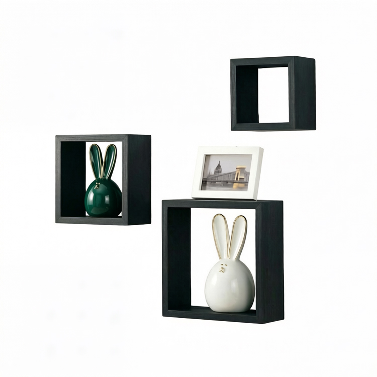 Modern Floating Cube Wall Shelves Set of Three