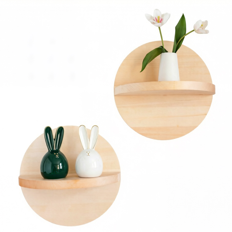 Modular Circular Wall-Mounted Storage Organizer with Shelves and Hooks