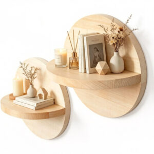 Modular Circular Wall-Mounted Storage Organizer with Shelves and Hooks