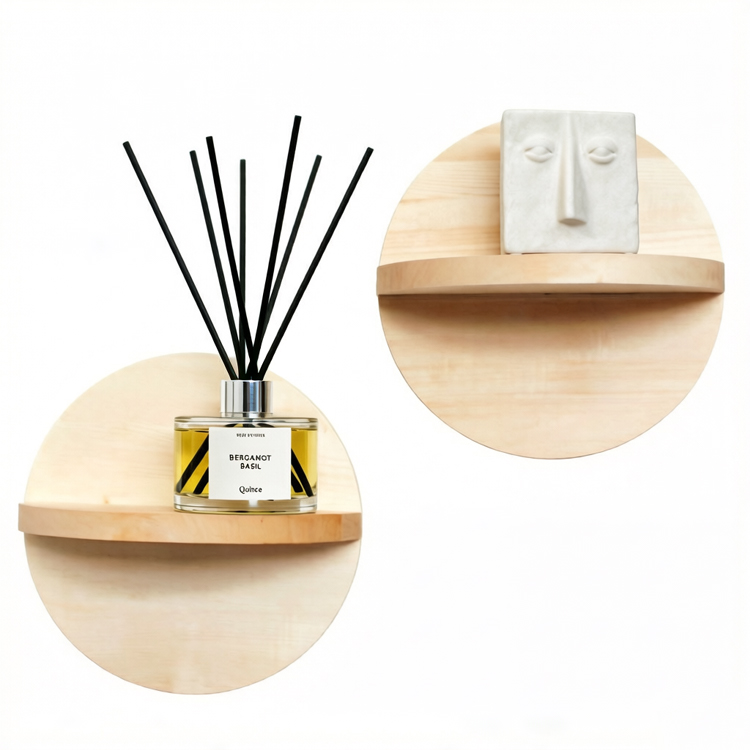Modular Circular Wall-Mounted Storage Organizer with Shelves and Hooks