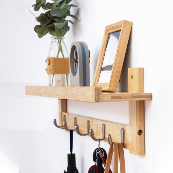 Wall-Mounted Vintage Coat Hook Rack with Shelf