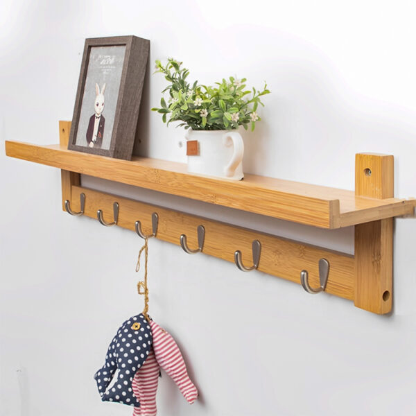 Wall-Mounted Vintage Coat Hook Rack with Shelf