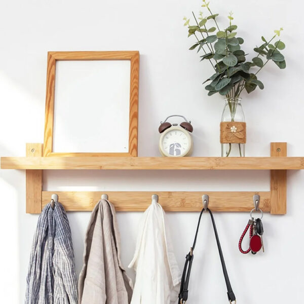 Wall-Mounted Vintage Coat Hook Rack with Shelf