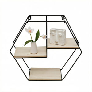 ​​Hexagonal Metal Frame Floating Shelf​​