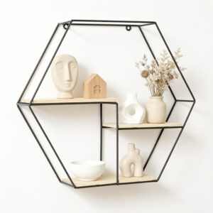 ​​Hexagonal Metal Frame Floating Shelf​​