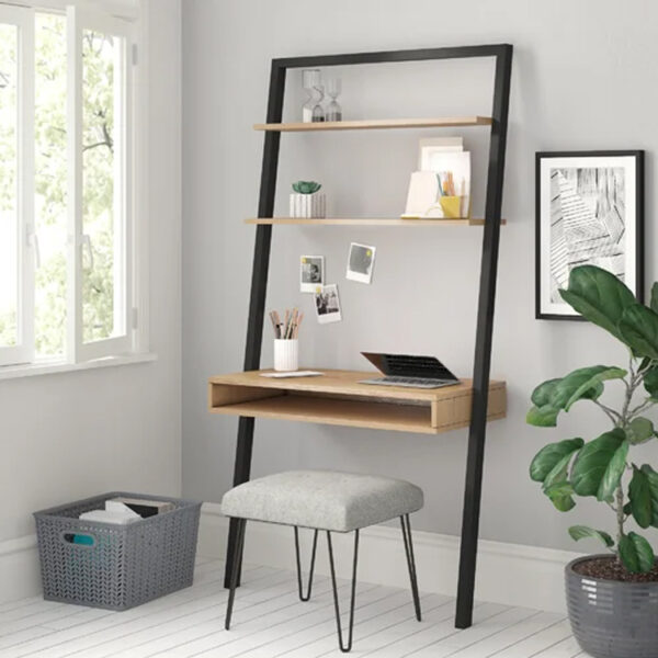 ​​Modern Leaning Ladder Desk with Shelves​