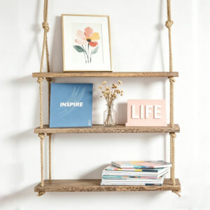 3-Tier Jute Rope Wall Shelf