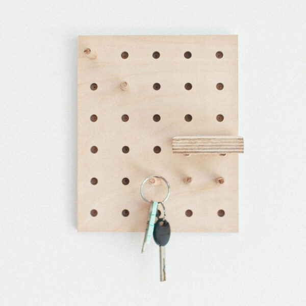 Rectangle Birch Pegboard with Wooden Pegs and Shelf
