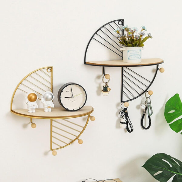 Semicircle Floating Wall Shelf with Iron Hook