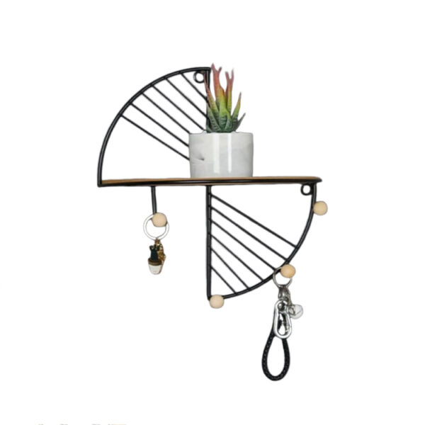 Semicircle Floating Wall Shelf with Iron Hook