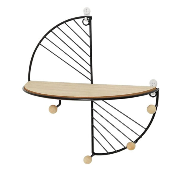 Semicircle Floating Wall Shelf with Iron Hook
