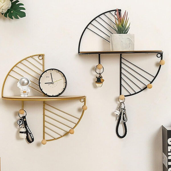 Semicircle Floating Wall Shelf with Iron Hook