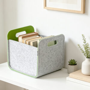 Two-Tone Felt Storage Bin with Handles