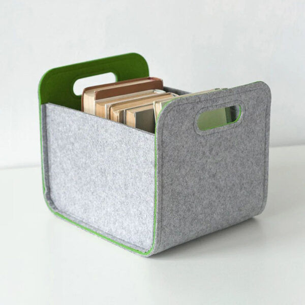 Two-Tone Felt Storage Bin with Handles